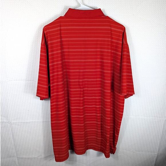 Nike Golf XL Red Stripe Polo Shirt FitDry Performance Short Sleeve Dri Athletic - Picture 4 of 4